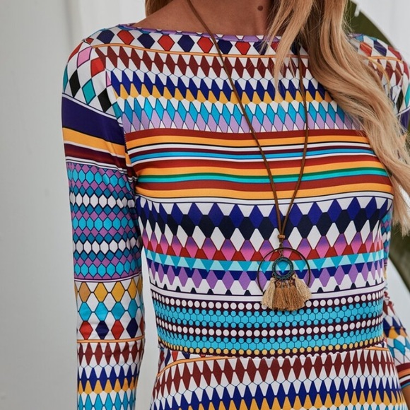 Striped Argyle A Lined Dress - Picture 4 of 4